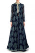 Load image into Gallery viewer, Navy Blue Indian Georgette Gown For Indian Festival &amp; Weddings - Print Work, Zari Work Clothsvilla