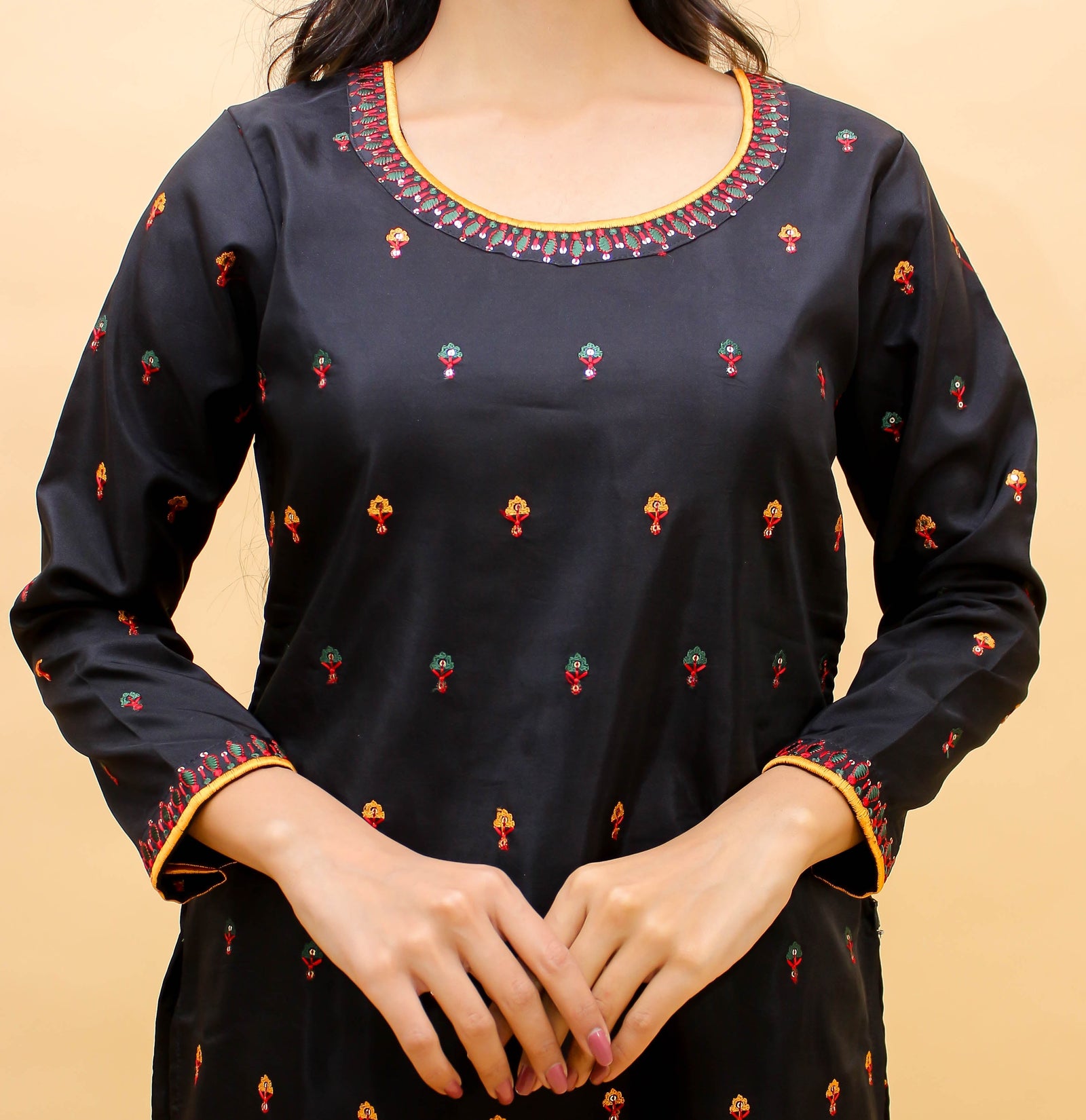 Navy Blue Pakistani Art Silk Plazo Suit For Indian Festival & Weddings - Sequence Embroidery Work, Thread Embroidery Work, Clothsvilla