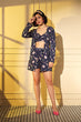 Load image into Gallery viewer, Navy Blue Platinum Crepe Print Work Co-Ord Set ClothsVilla.com