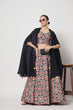 Load image into Gallery viewer, Navy Chinon Silk Print With Sequins Work Lehenga Choli ClothsVilla.com