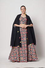 Load image into Gallery viewer, Navy Chinon Silk Print With Sequins Work Lehenga Choli ClothsVilla.com