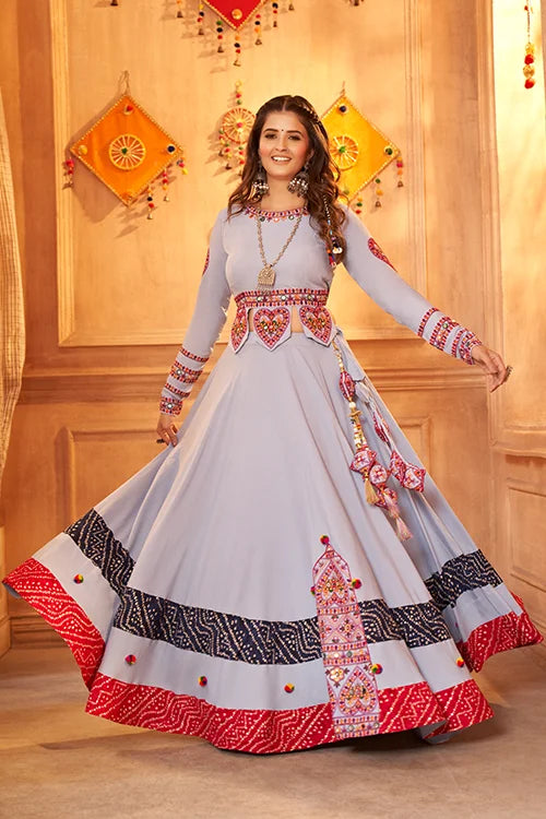 New Laterst Sky Chaniya Choli for Women Wear Navratri Collection ClothsVilla.com Main image