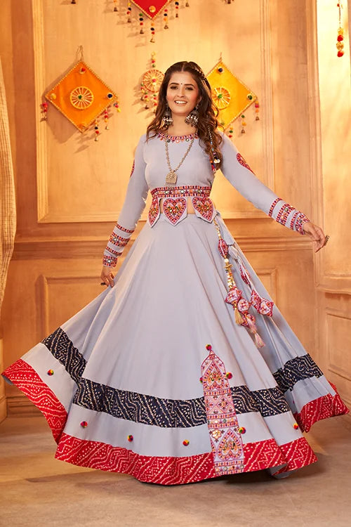 New Laterst Sky Chaniya Choli for Women Wear Navratri Collection ClothsVilla.com
