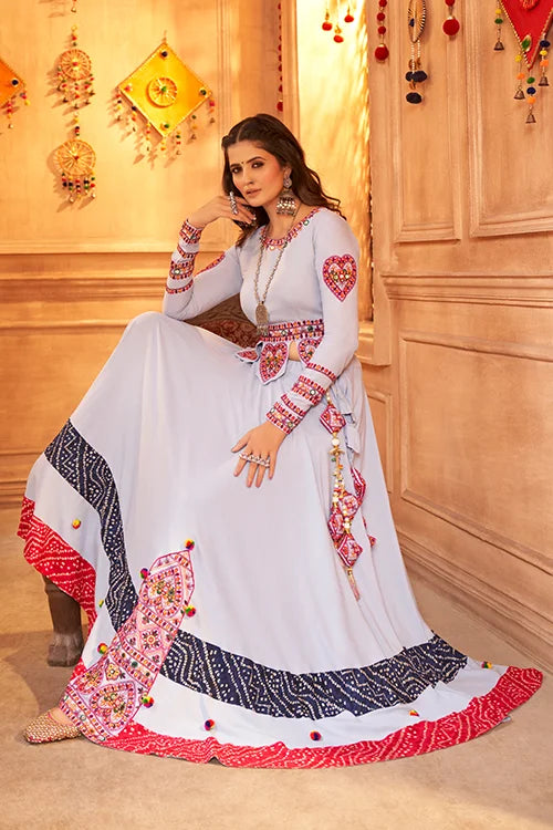 New Laterst Sky Chaniya Choli for Women Wear Navratri Collection ClothsVilla.com