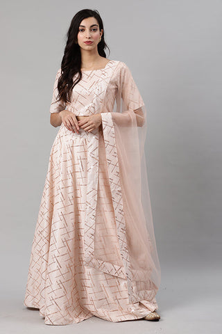Peach Silk Designer Embroidered Lehenga Choli with Dupatta ClothsVilla.com