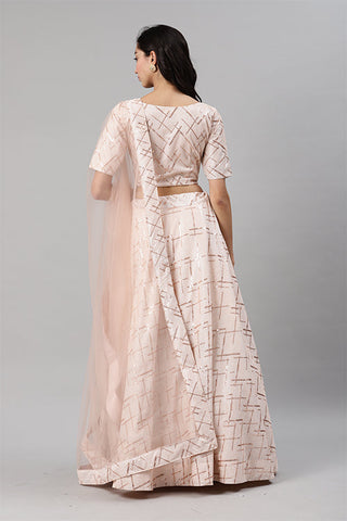 Peach Silk Designer Embroidered Lehenga Choli with Dupatta ClothsVilla.com