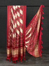 Load image into Gallery viewer, Off White Color Digital Patola Printed Pure Gaji Silk Dupatta With Tassels Clothsvilla