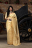 Off White Striped Banarasi Silk Festival Wear Saree With Blouse ClothsVilla