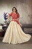 Off White Art Silk Thread With Sequins Embroidered Crop-Top Skirt ClothsVilla.com