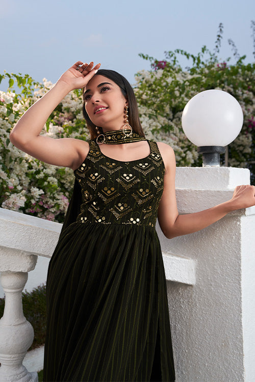 Georgette Thread And Sequins Embroidered Work Salwar Suit ClothsVilla.com