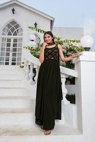 Georgette Thread And Sequins Embroidered Work Salwar Suit ClothsVilla.com