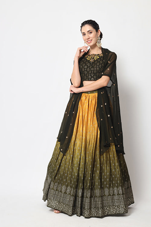 Olive Green Color Exclusive Designer Lehenga Choli Collection ClothsVilla.com