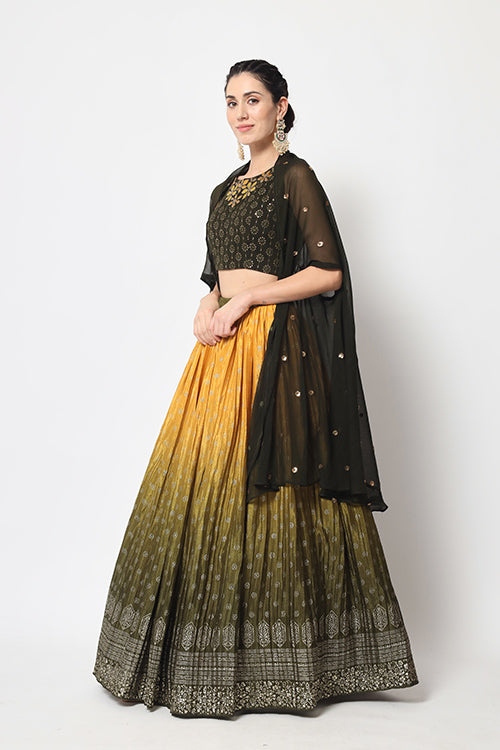 Olive Green Color Exclusive Designer Lehenga Choli Collection ClothsVilla.com