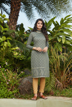 Load image into Gallery viewer, Olive Green Mukaish Worked Cotton Readymade Kurti ClothsVilla