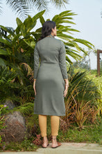 Load image into Gallery viewer, Olive Green Mukaish Worked Cotton Readymade Kurti ClothsVilla