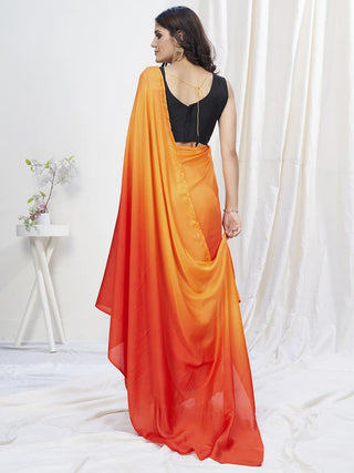 Orange-Red Lycra Based Saree ClothsVilla