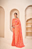 Orange Color Banarasi Silk Base Jewel Neck Blouse Embroidered Saree ClothsVilla