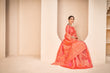 Load image into Gallery viewer, Orange Color Banarasi Silk Base Jewel Neck Blouse Embroidered Saree ClothsVilla
