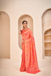 Load image into Gallery viewer, Orange Color Banarasi Silk Base Jewel Neck Blouse Embroidered Saree ClothsVilla
