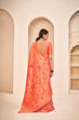 Load image into Gallery viewer, Orange Color Banarasi Silk Base Jewel Neck Blouse Embroidered Saree ClothsVilla