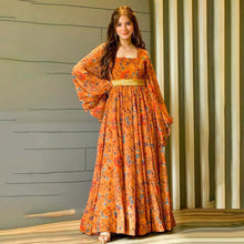 Load image into Gallery viewer, Orange Color Trendy Georgette Floral Print Women&#39;s Gown ClothsVilla