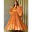 Load image into Gallery viewer, Orange Color Trendy Georgette Floral Print Women's Gown ClothsVilla