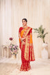 Load image into Gallery viewer, Orange Festive Wear Woven Banarasi Silk Saree ClothsVilla