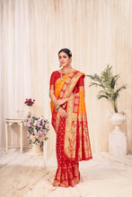 Load image into Gallery viewer, Orange Festive Wear Woven Banarasi Silk Saree ClothsVilla