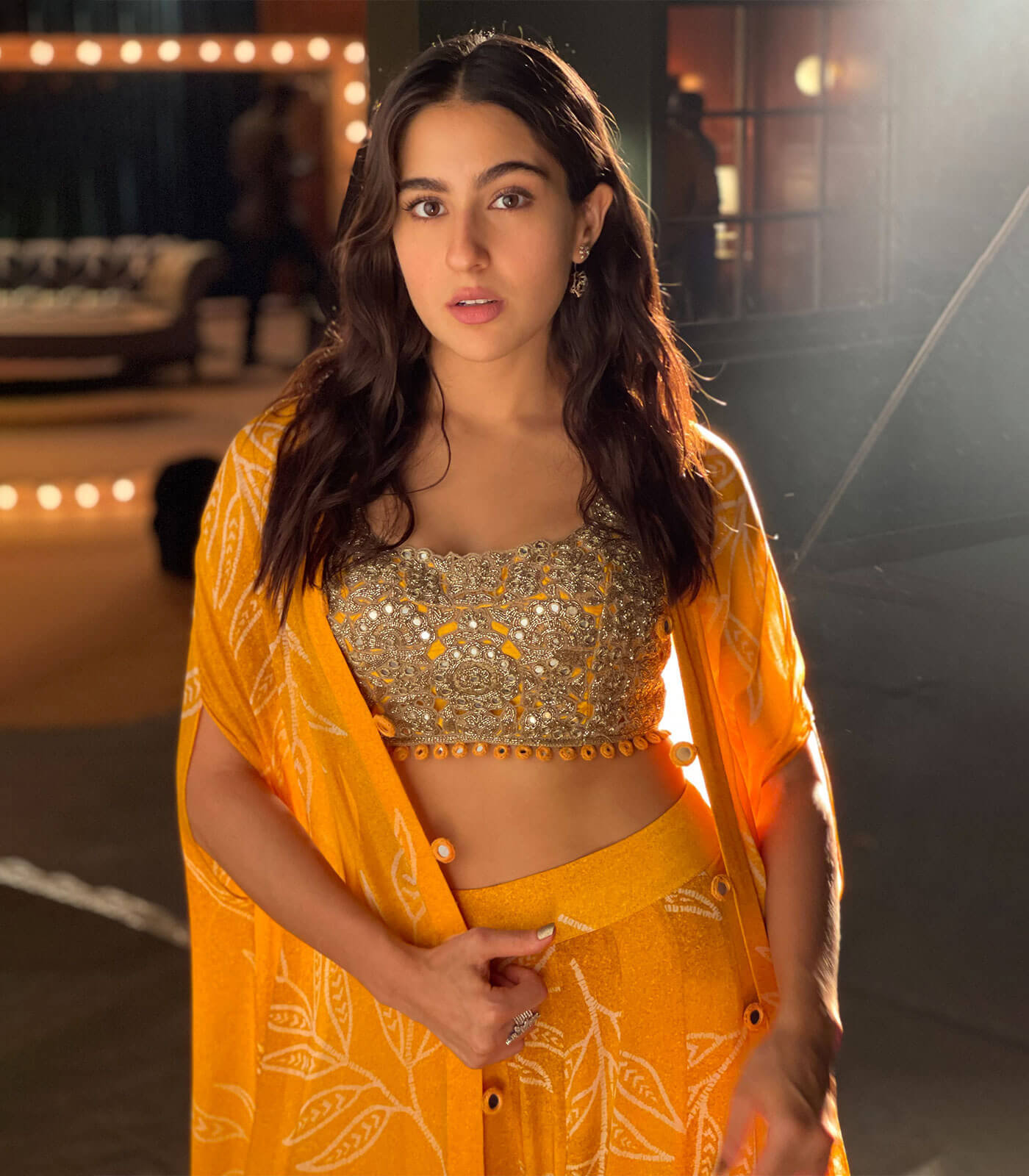 Orange Indo Western Lehenga Choli in Organza Silk Clothsvilla