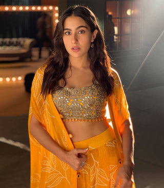 Orange Indo Western Lehenga Choli in Organza Silk Clothsvilla