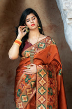 Load image into Gallery viewer, Orange Patola Weaving Silk Festival Wear Saree ClothsVilla