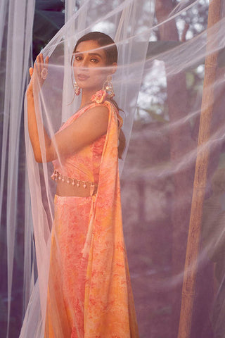Orange Traditional Looks Big Size Printed Lehenga choli with Fancy Dupatta ClothsVilla.com