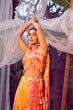 Load image into Gallery viewer, Orange Traditional Looks Big Size Printed Lehenga choli with Fancy Dupatta ClothsVilla.com