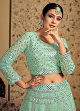 Load image into Gallery viewer, Pistachio Green Georgette Readymade Lehenga Choli Clothsvilla