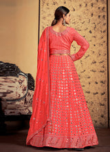 Load image into Gallery viewer, Coral Red Art Silk Readymade Lehenga Choli Clothsvilla