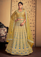 Load image into Gallery viewer, Mustard Net Readymade Lehenga Choli Clothsvilla