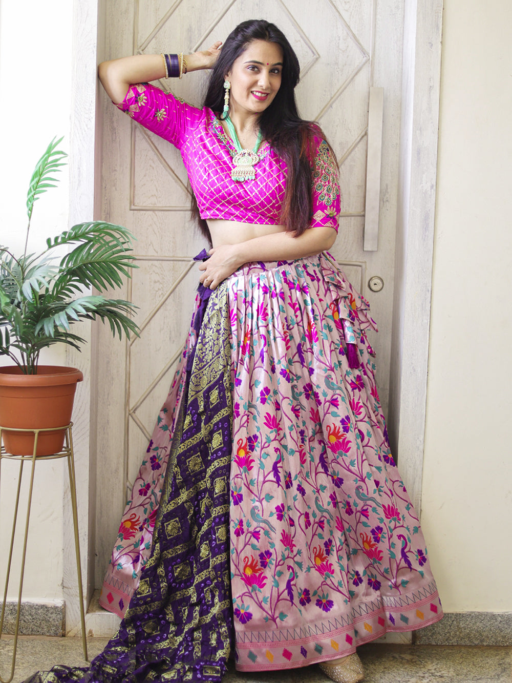 Purple Color Weaving Zari Work Jacquard Paithani Lehenga Choli Set Clothsvilla Main image