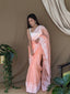 Organza Lucknowi Viscose Thread Work Saree Peach Clothsvilla
