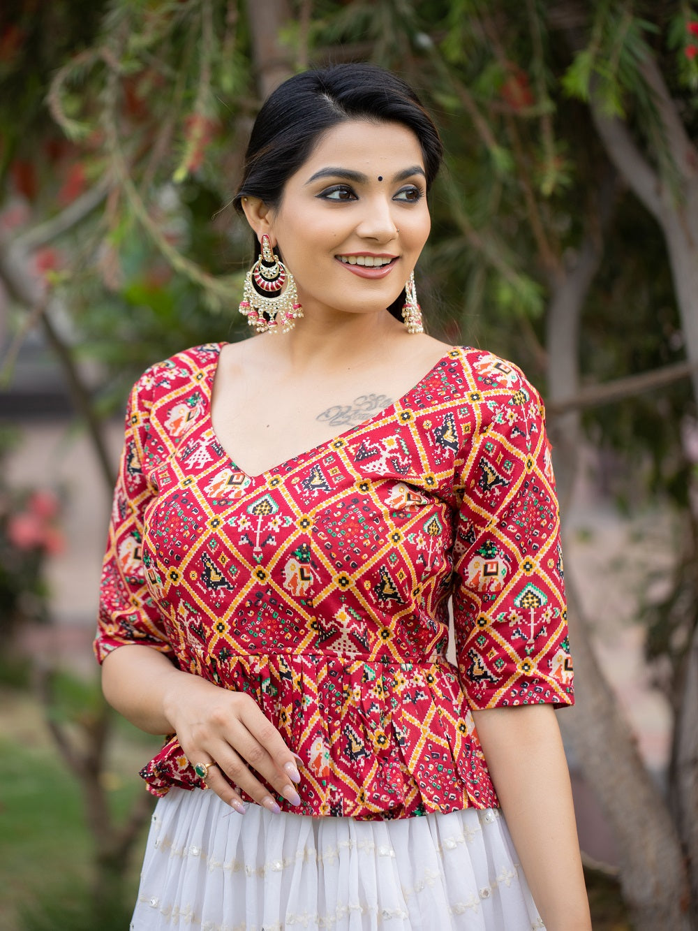Maroon Color Lucknowi Paper Mirror Work Georgette Blouse Clothsvilla Main image