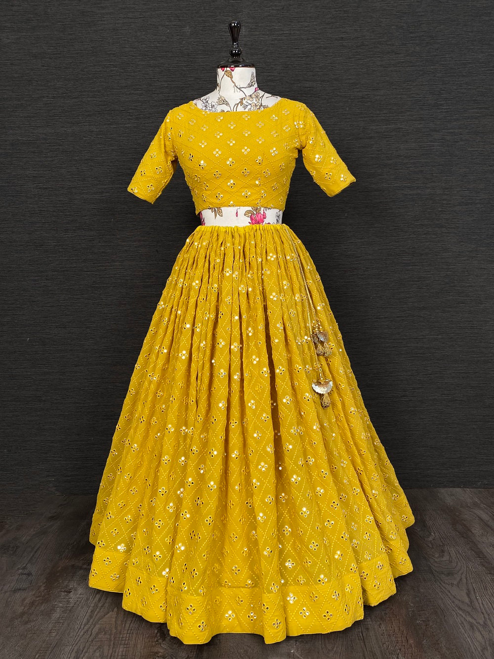 Yellow Color Embroidered Georgette Lehenga Sets Clothsvilla
