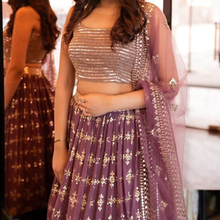 Party Wear Dusty Pink Color Embrodary Sequence Work Lehenga Choli Clothsvilla