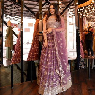 Party Wear Dusty Pink Color Embrodary Sequence Work Lehenga Choli Clothsvilla