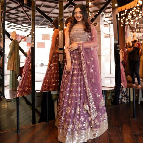 Party Wear Dusty Pink Color Embrodary Sequence Work Lehenga Choli Clothsvilla Main image