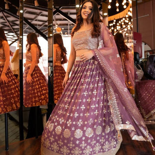Party Wear Dusty Pink Color Embrodary Sequence Work Lehenga Choli Clothsvilla