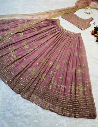 Party Wear Dusty Pink Color Embrodary Sequence Work Lehenga Choli Clothsvilla
