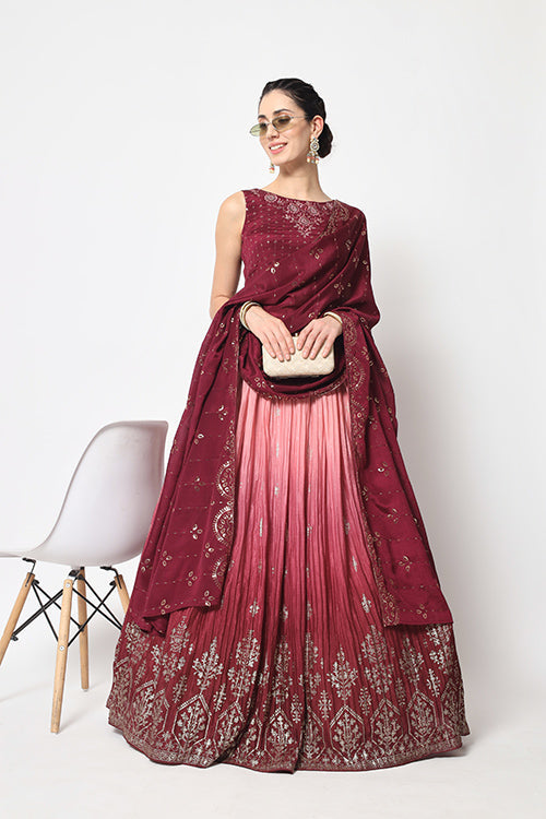 Party Wear Magenta Color Lehenga Choli with Dupatta Collection ClothsVilla.com