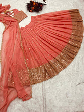 Load image into Gallery viewer, Party Wear Peach Color Sequence Embroidery Work Lehenga Choli Clothsvilla