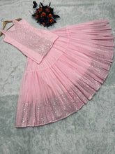 Load image into Gallery viewer, Party Wear Peach Color Sequence Work Lehenga With Top Clothsvilla