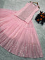 Party Wear Peach Color Sequence Work Lehenga With Top Clothsvilla