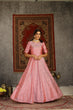 Load image into Gallery viewer, Pastel Pink Metallic Foil Taffeta Party Wear Gown ClothsVilla